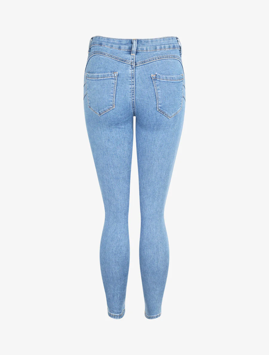 Jean push up met V-naad taille - Lichtblauw - Image 2