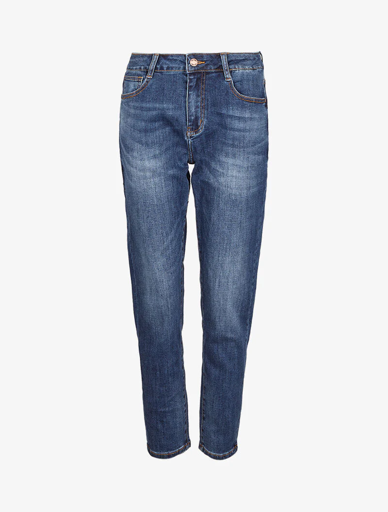 Verbleekte Jean boyfriend - Blauw denim - Image 3