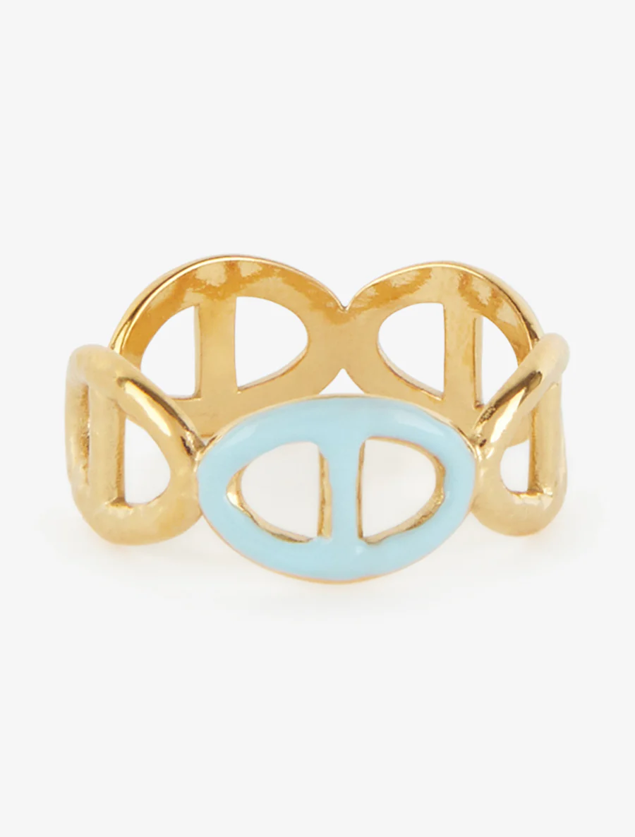 Verstelbare ring in maritieme schakels stijl - Goud/blauw - Image 2