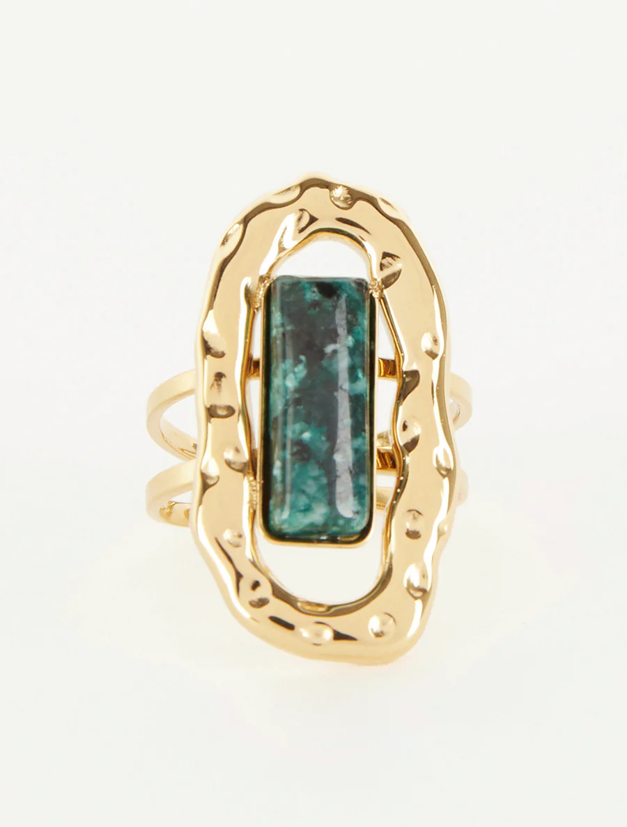 Verstelbare ring met gekleurde steen - Donkergroen - Image 3