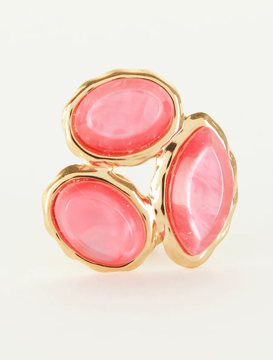 Verstelbare ring met harsstenen - Fuchsia - Image 3
