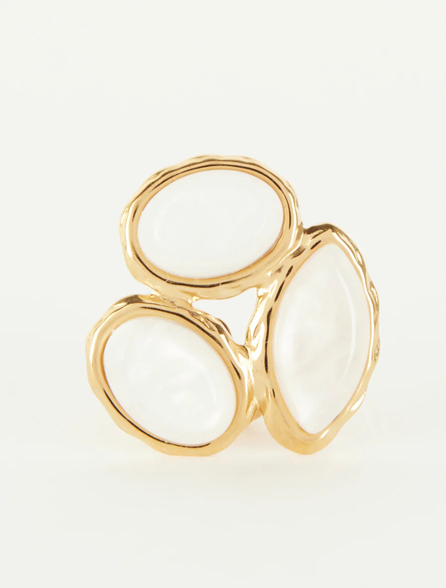 Verstelbare ring met harsstenen - Wit - Image 3