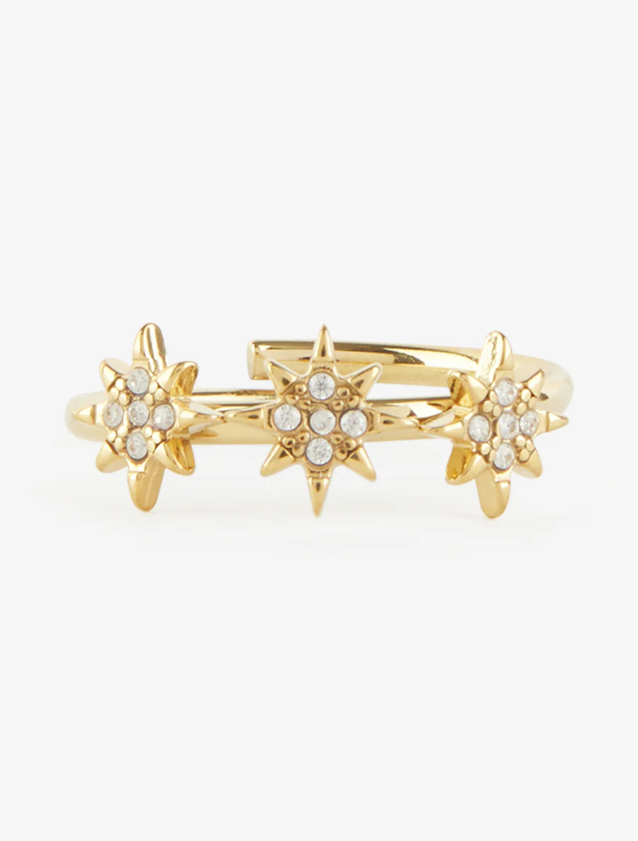 Verstelbare ring met strass sterren - Goud - Image 3