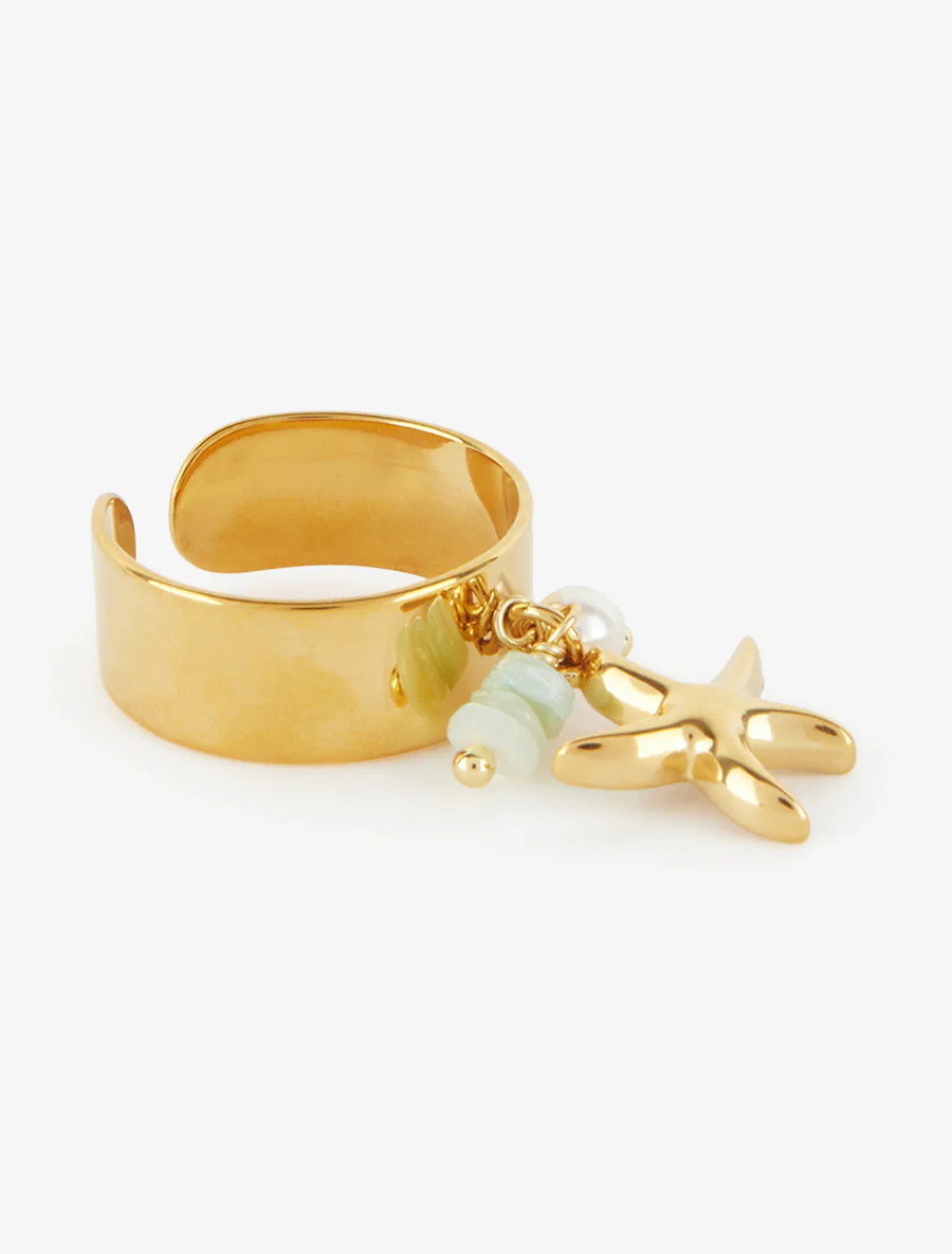 Verstelbare ring met zeester bedel - Goud - Image 2