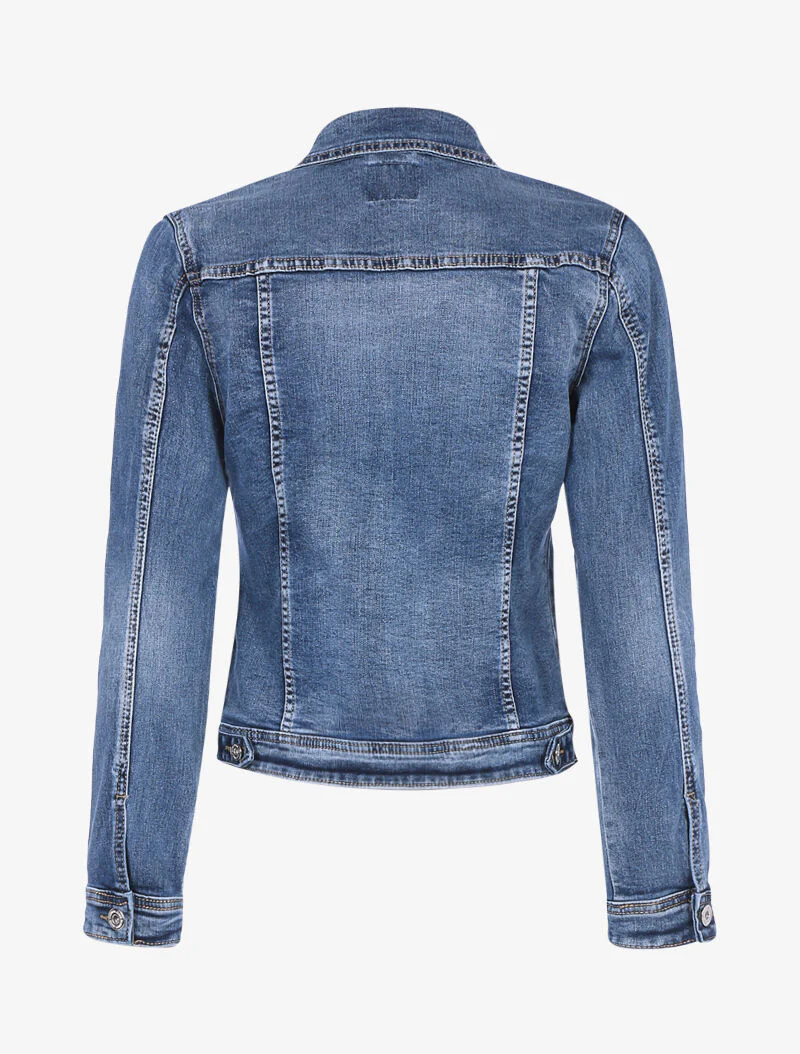Verbleekte spijkerjas met contrasterende stiksels - denim - blauw denim - Image 2