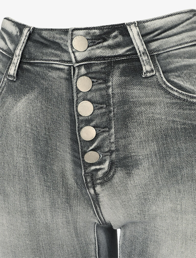 Verweerde skinny jeans met knoopsluiting - Lichtgrijs - Image 3