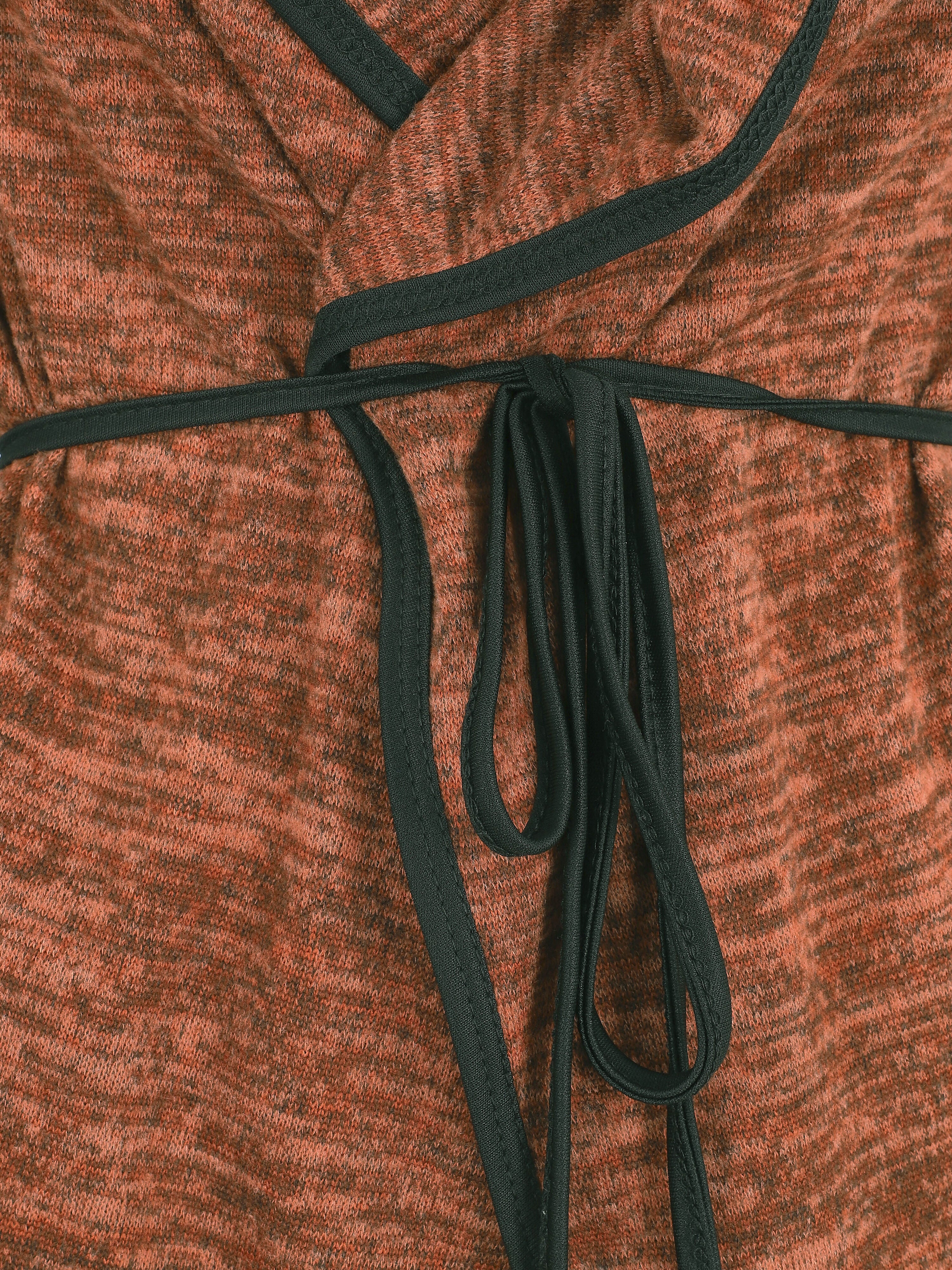 Vest in twee materialen met sjaalkraag - sienna - Image 3
