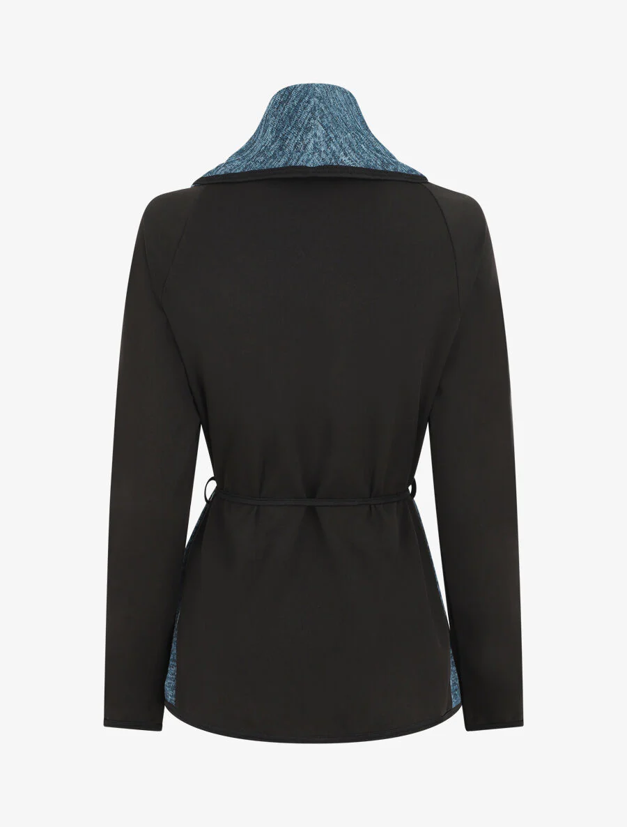 Vest in twee materialen met sjaalkraag - blauw - Image 2