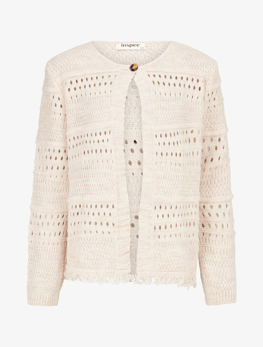 Vest met 1-knoops zoomsteek - taupe