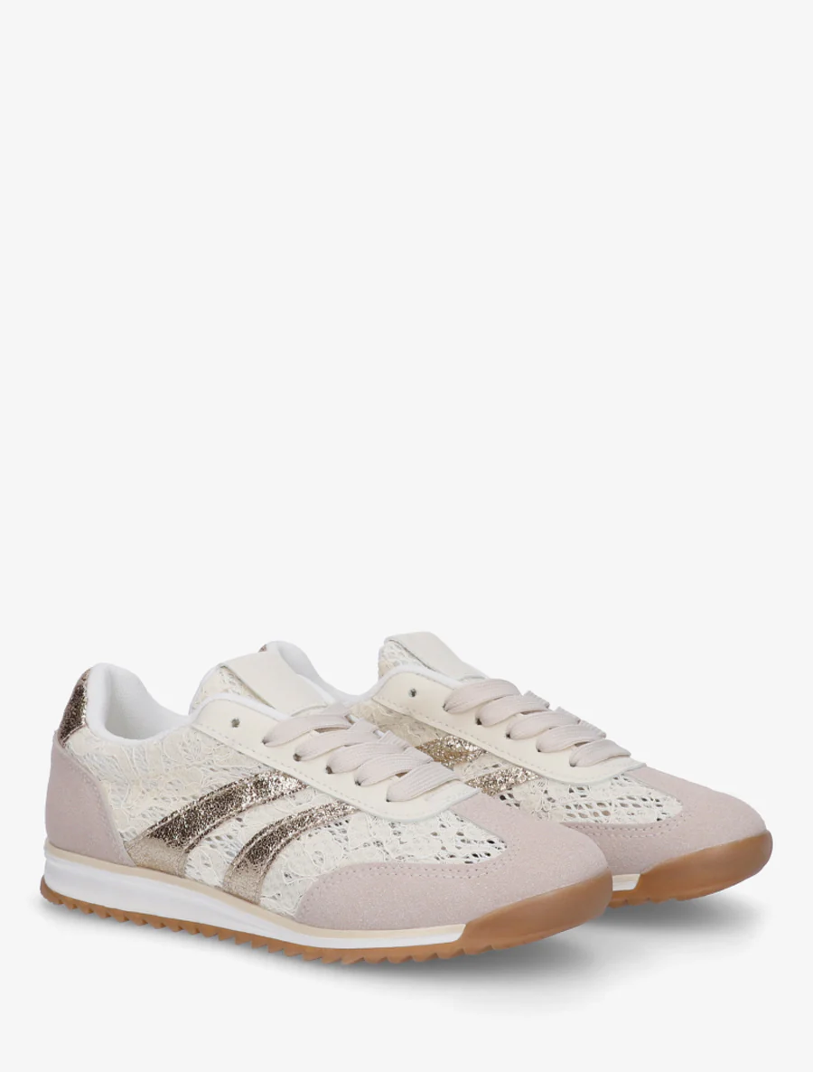Veterschoenen met contrasterende strepen - Goud - Image 4