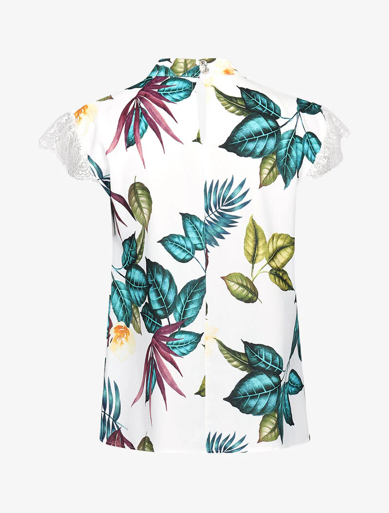 Vierkante blouse met sleutelgatprint - wit - Image 2