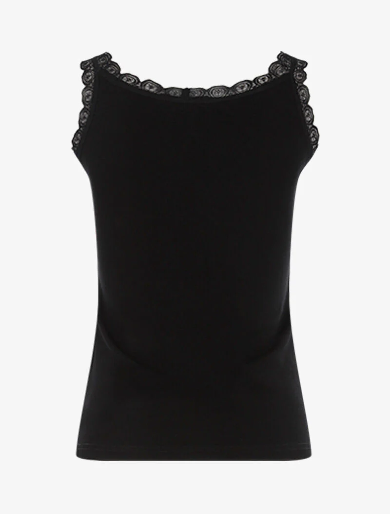 Tanktop met vierkante hals en kant - zwart - Image 2