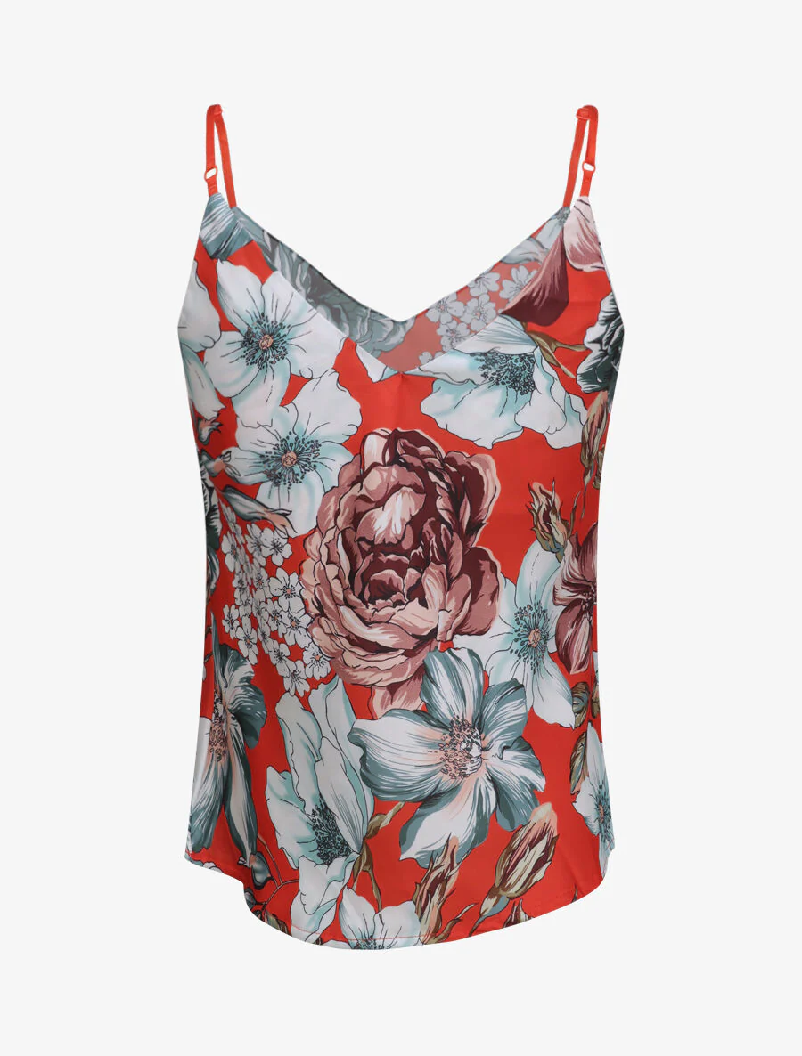 Vierkante tanktop met abstracte bloemenpatronen - Baksteenrood - Image 2