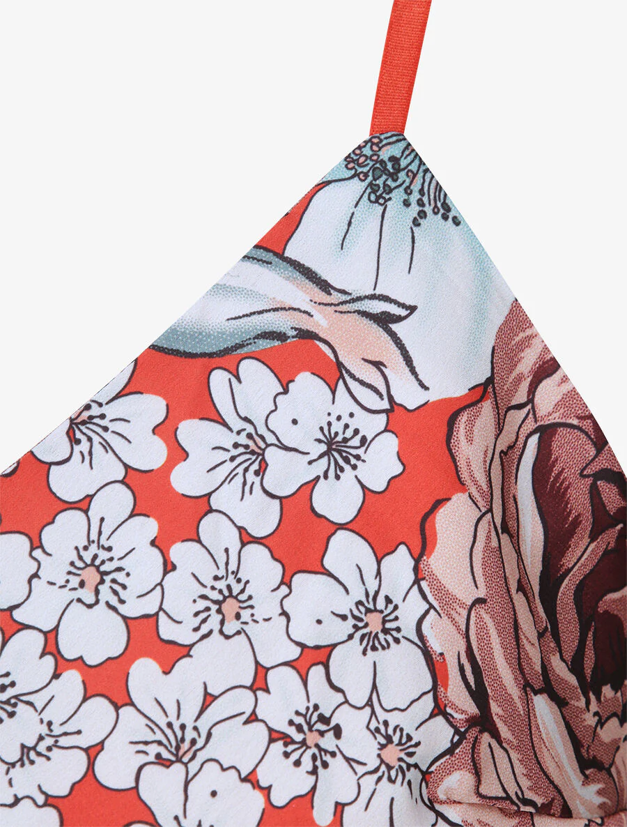 Vierkante tanktop met abstracte bloemenpatronen - Baksteenrood - Image 3