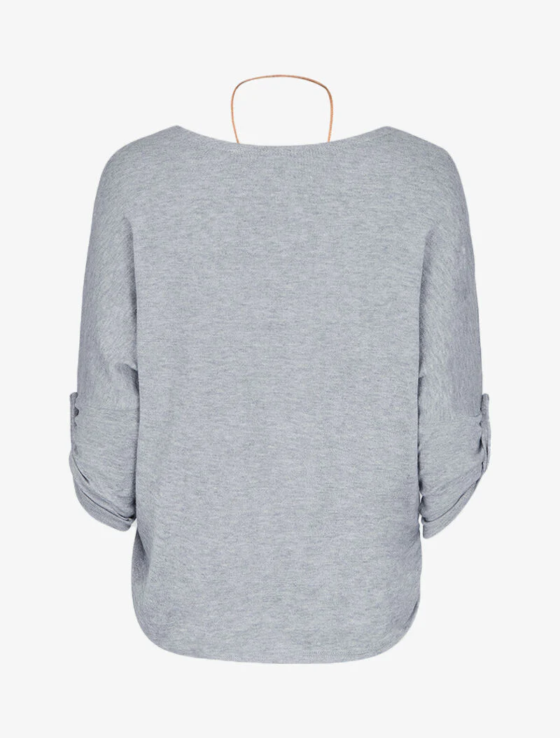 Vleermuismouwen trui met omslag - Gemêleerd grijs - Image 2