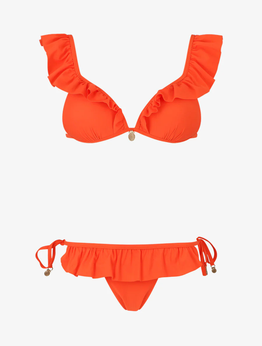 Vliegende bikini met juwelen ananas detail - oranje fluo - Image 2