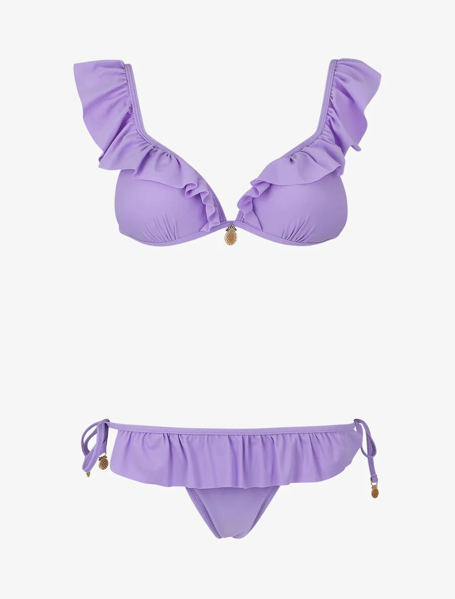 Vliegende bikini met juwelen ananas detail - Lila