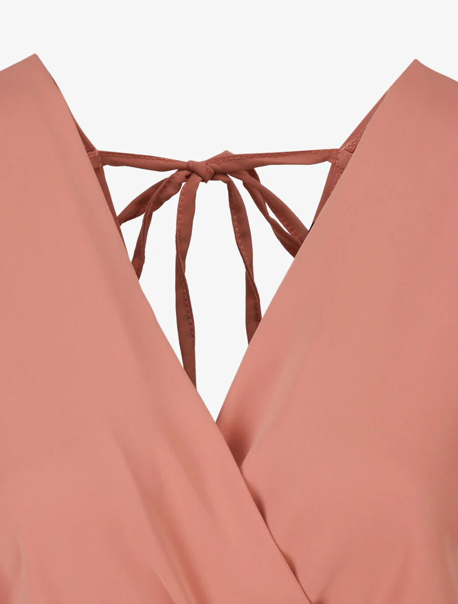 Vloeiende jurk met overslaghals - Roze - Image 3
