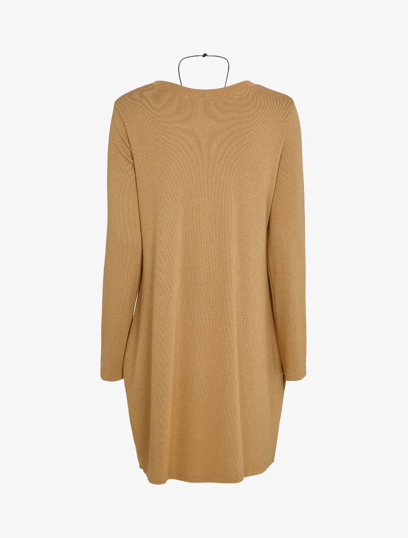 Vloeiende trui jurk met ketting - Camel - Image 2