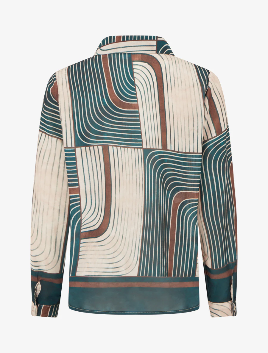 Vloeiende blouse met grafische print - Dennengroen - Image 3