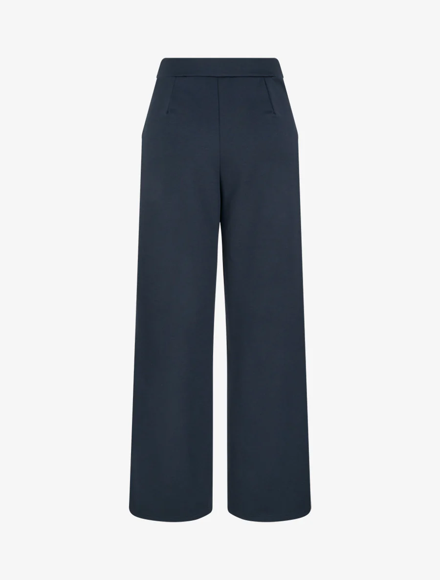 Vloeiende broek met een taille versierd met knopen. - Nachtblauw - Image 2