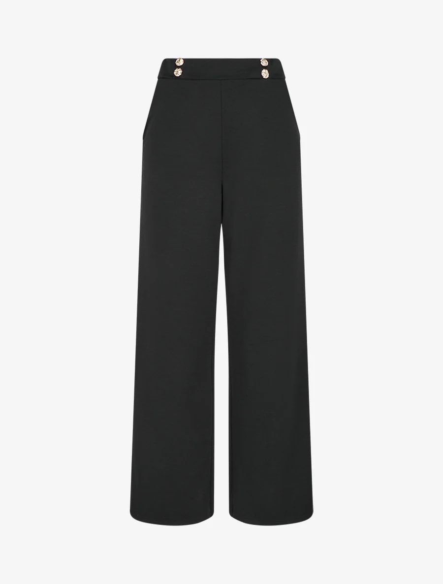 Vloeiende broek met een taille versierd met knopen. - Zwart