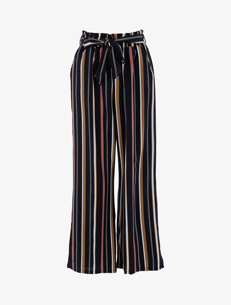 Vloeiende gestreepte broek - marineblauw