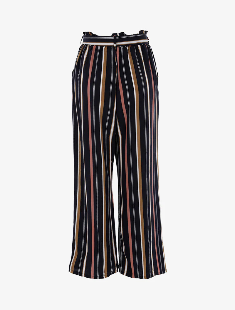 Vloeiende gestreepte broek - marineblauw - Image 2