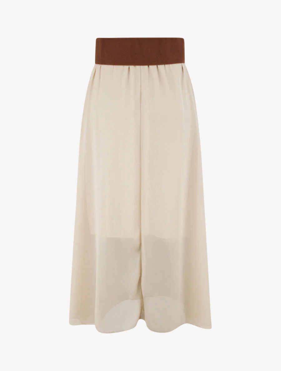 Vloeiende effen midirok - Beige - Image 2