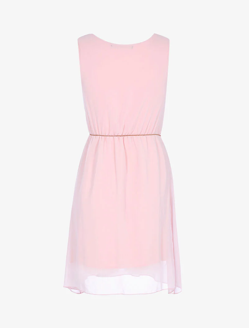 Vloeiende jurk met ceintuur - roze - Image 2