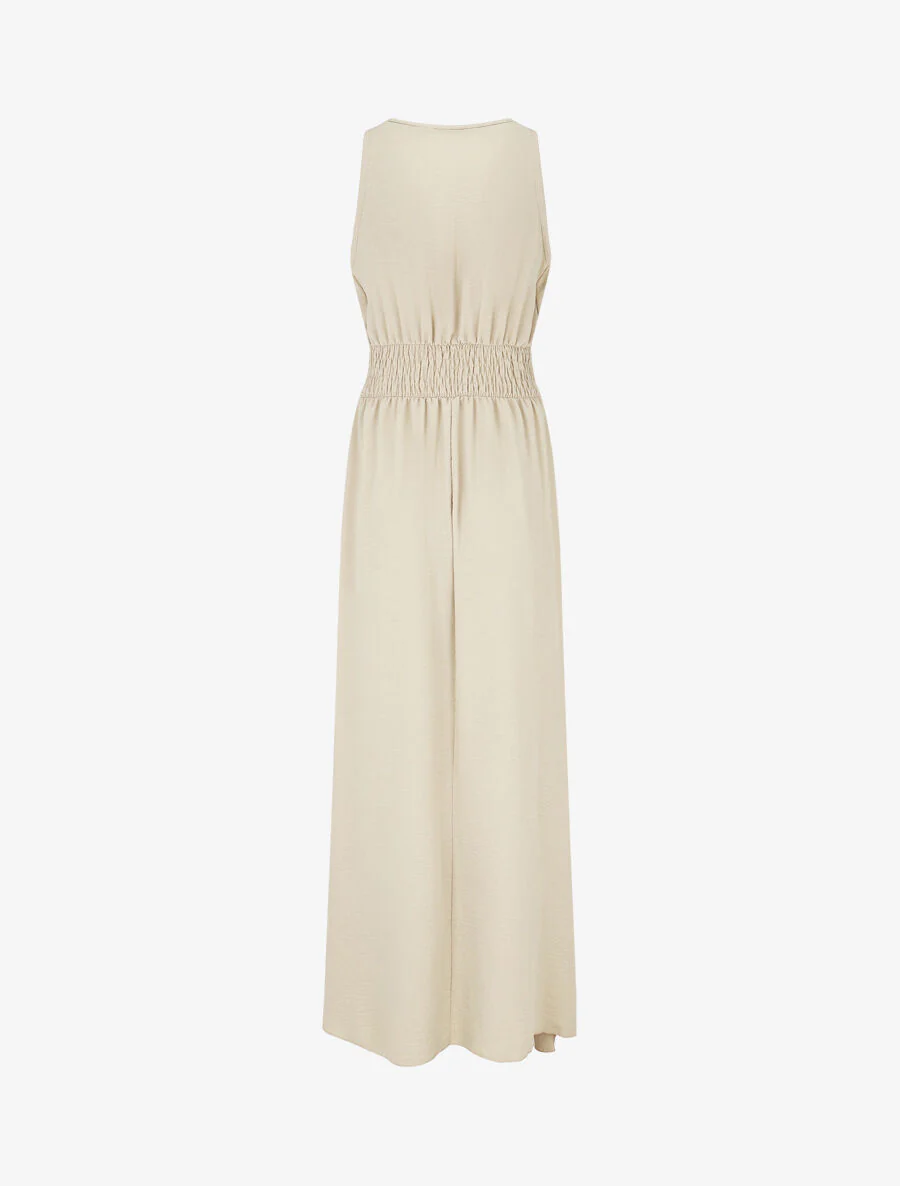 Vloeiende maxi-jurk met sieraad-bandjes - Beige - Image 2