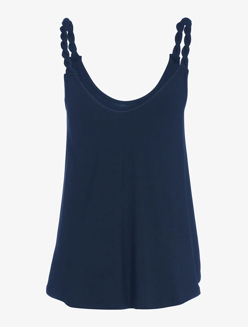 Vloeiende tanktop met gedraaide bandjes - nachtblauw - Image 2
