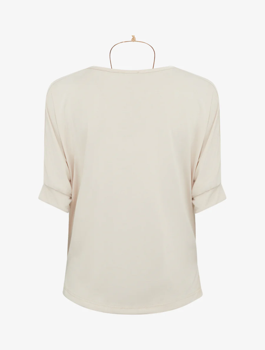 Vloeiende top met watervalhals. - Beige - Image 2