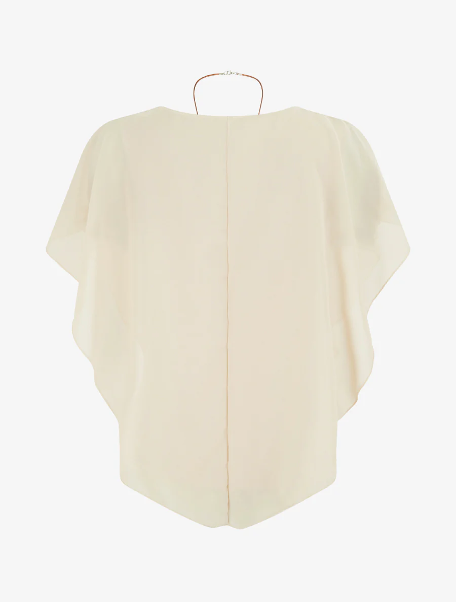 Vloeiende top van voile met rechte snit - Beige - Image 2