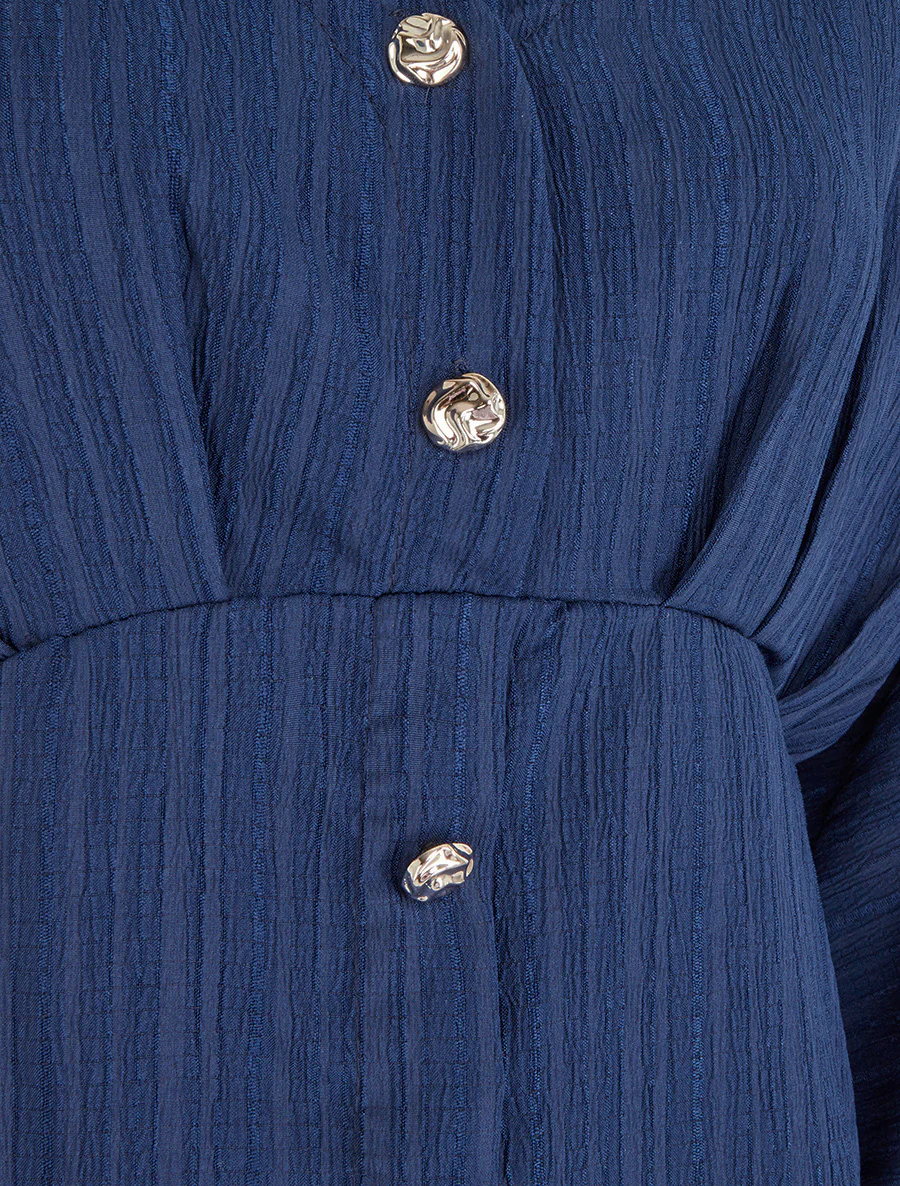 Vlotte blouse met decoratieve knopen - Marine - Image 3