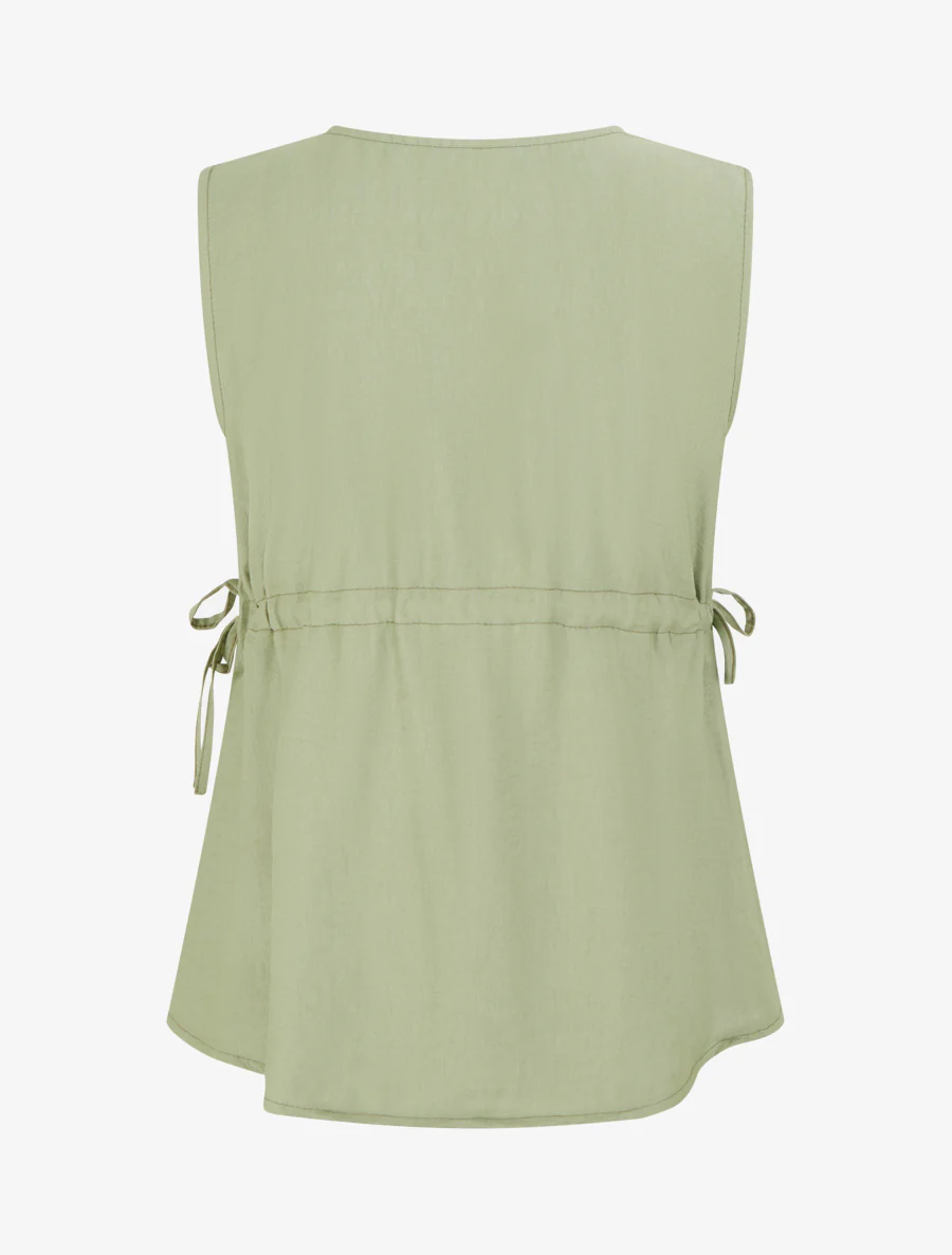 Vlotte top met V-hals - Kaki - Image 2