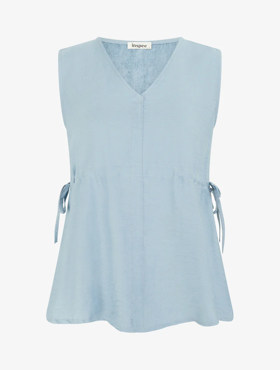 Vlotte top met V-hals - Blauw