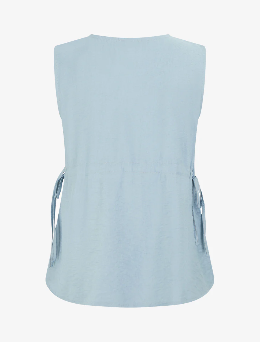Vlotte top met V-hals - Blauw - Image 2
