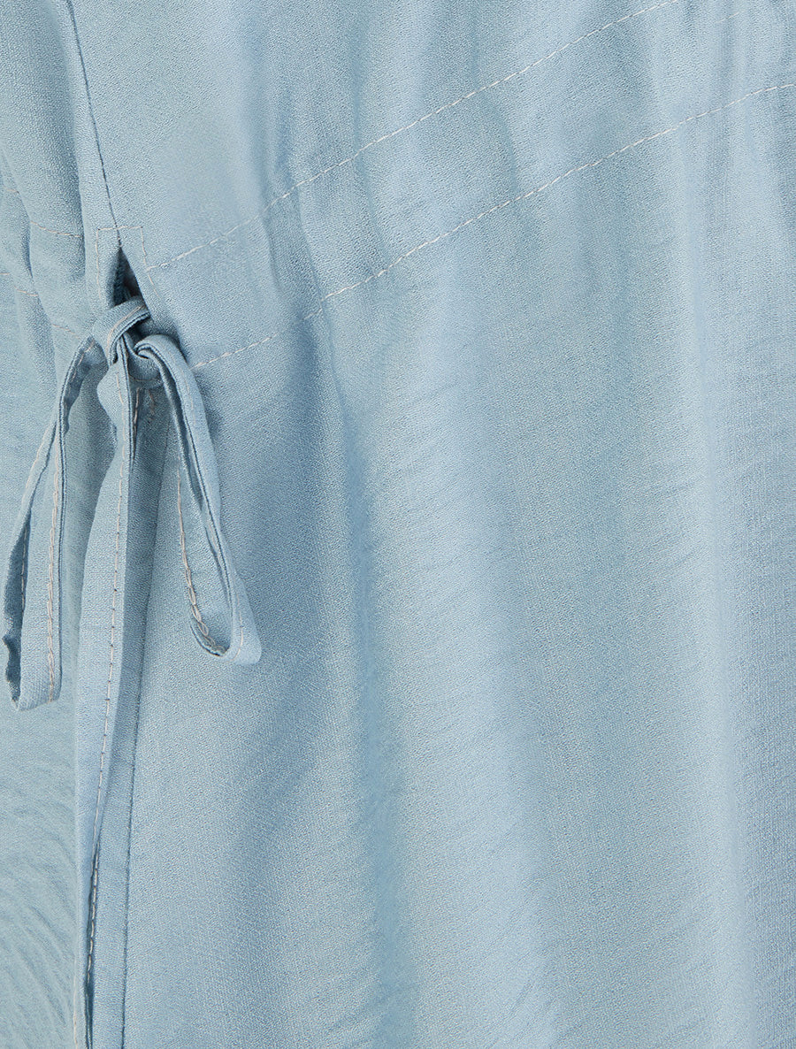 Vlotte top met V-hals - Blauw - Image 3