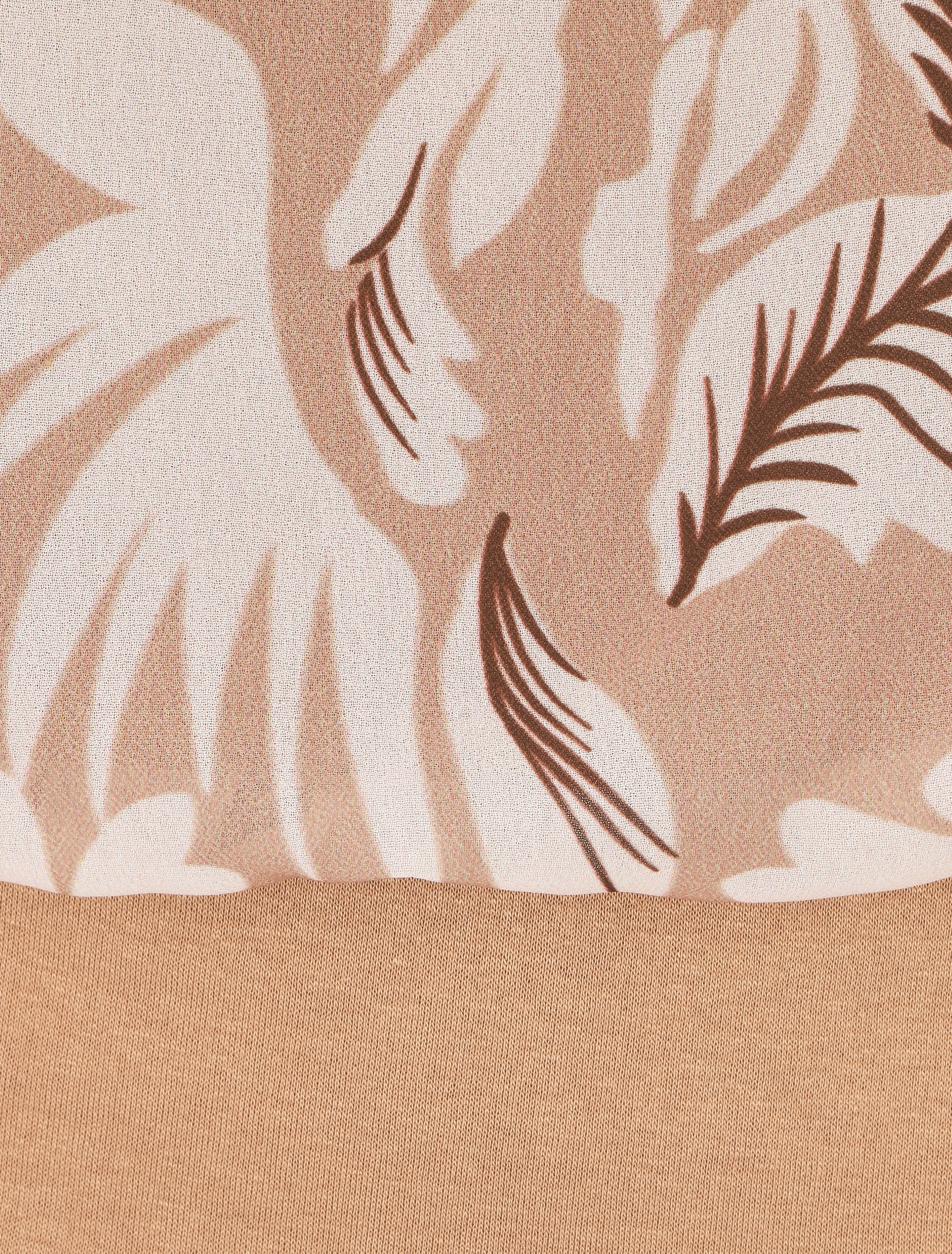 Voile blouse met bladerenprint - Kameel - Image 3