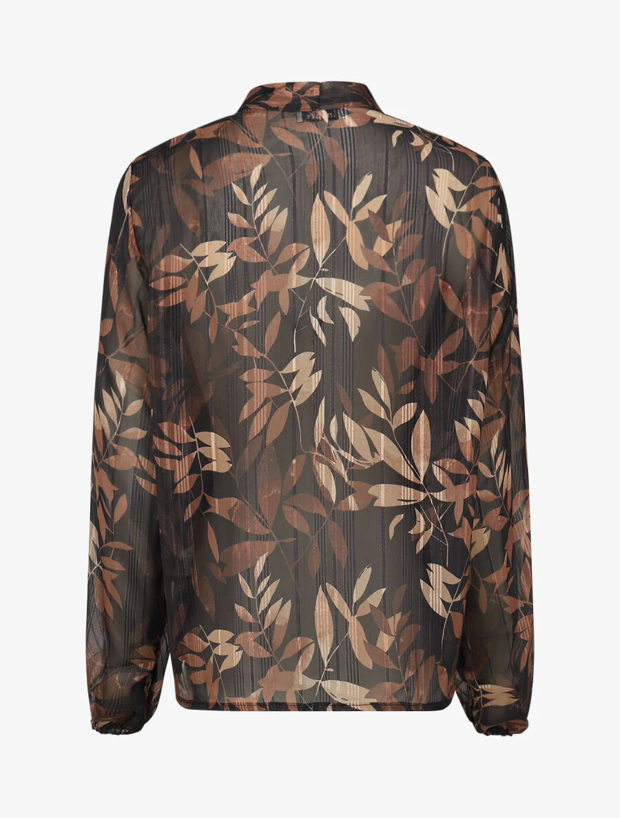 Voile blouse met bloemenprint - Zwart - Image 2
