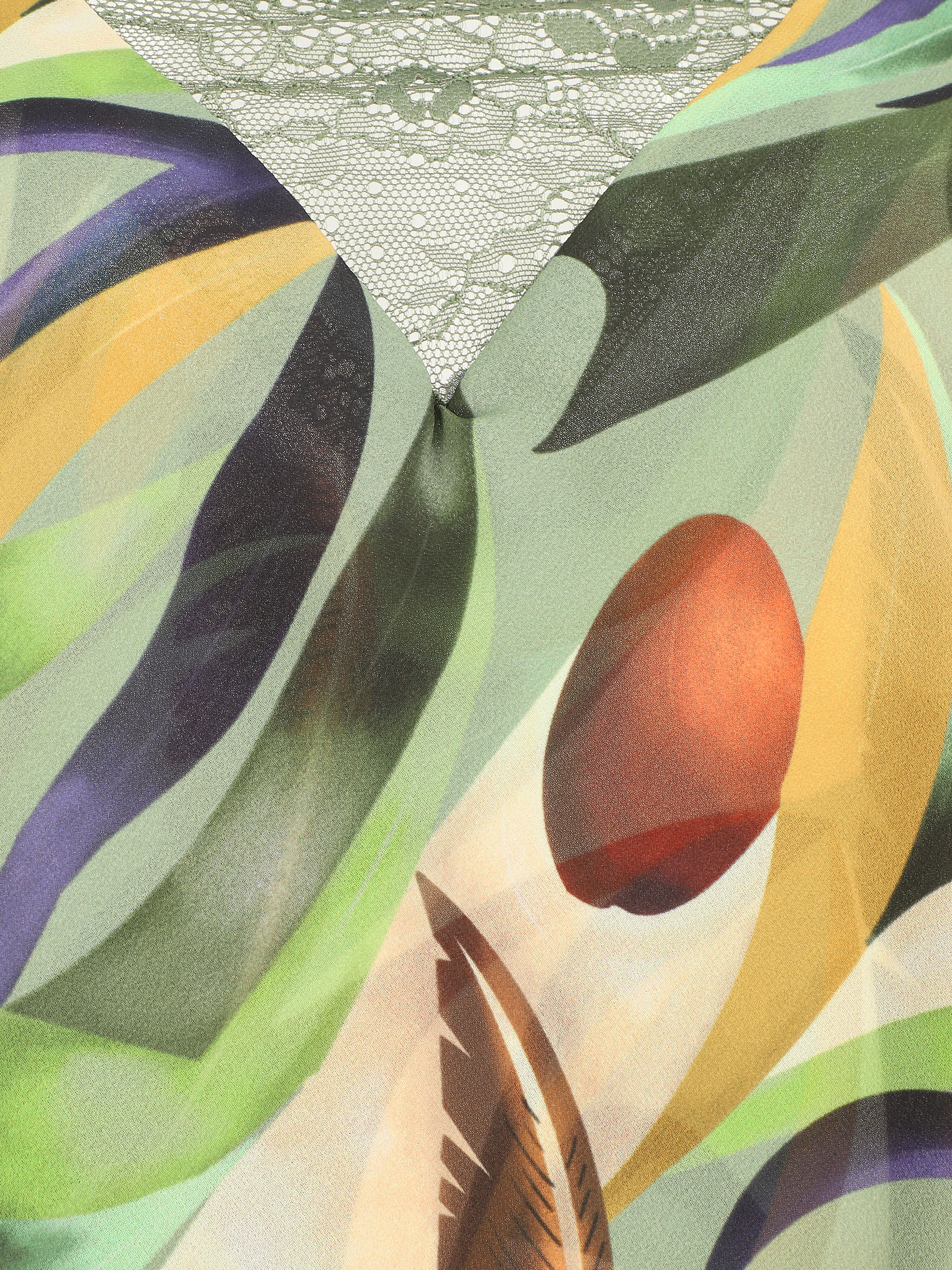 Voile top met abstracte print - Kakigroen - Image 3