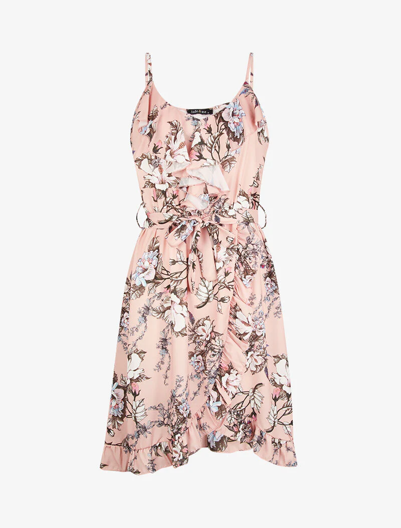 Bloemenjurk met ruches - Roze