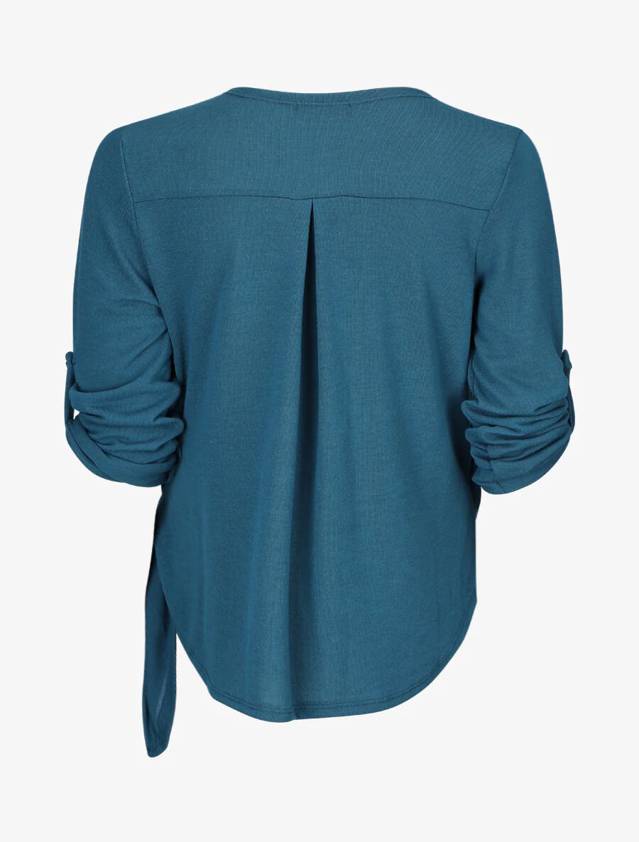 Vouwbaar kapmouwtrui - Blauwgroen - Image 2
