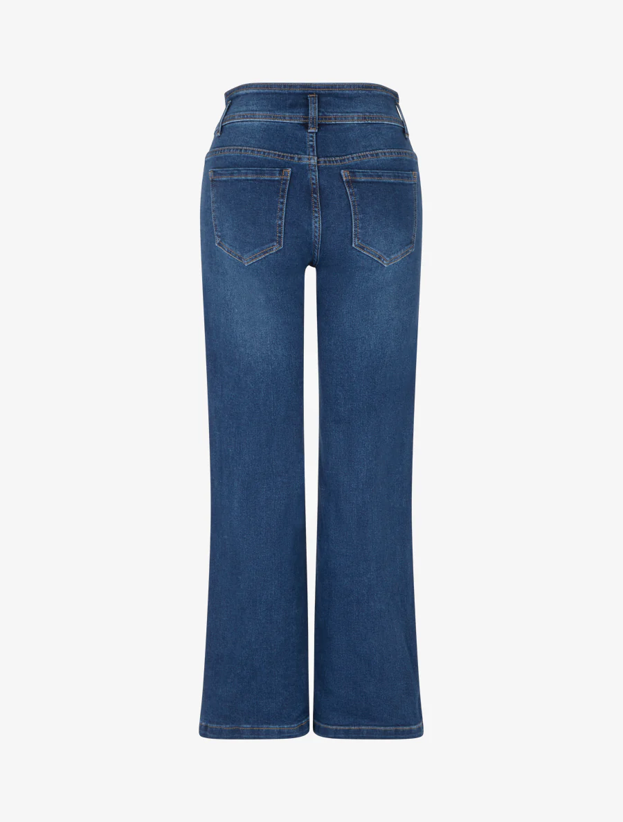 Wide leg jeans met twee knoopsluitingen. - Blauw - Image 2