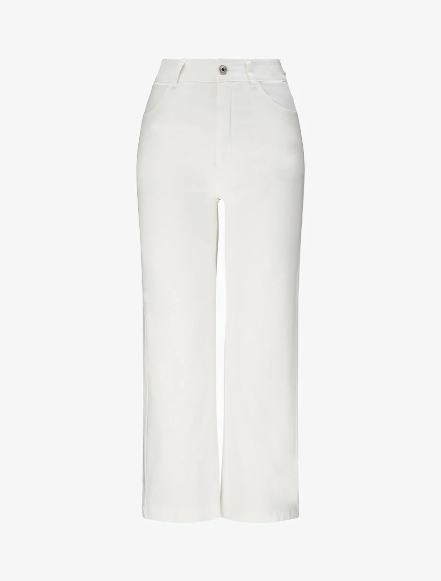 Wijd 7/8 hoge taille broek - Ecru