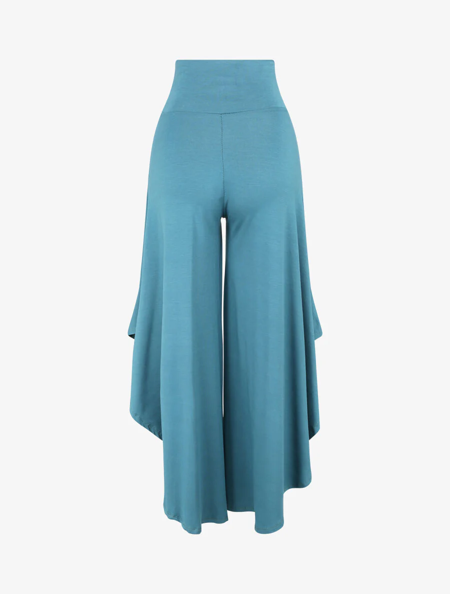 Wijd broek met asymmetrische randen - Eendblauw - Image 2