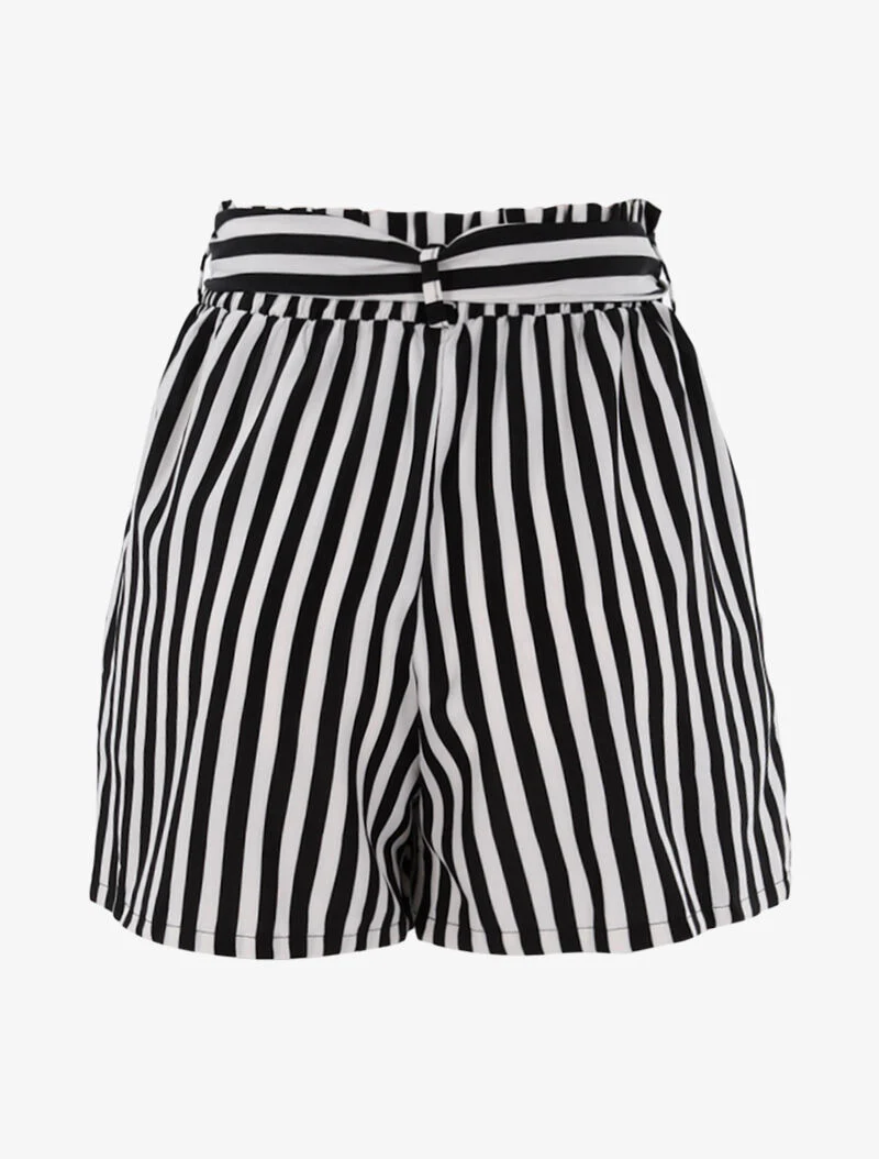 Korte gestreepte short - zwart - Image 2