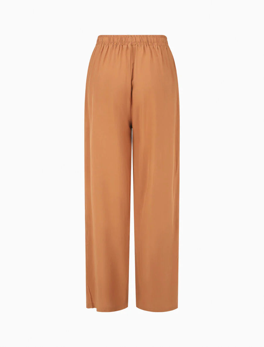Wijde broek met elastische tailleband - Roest - Image 2