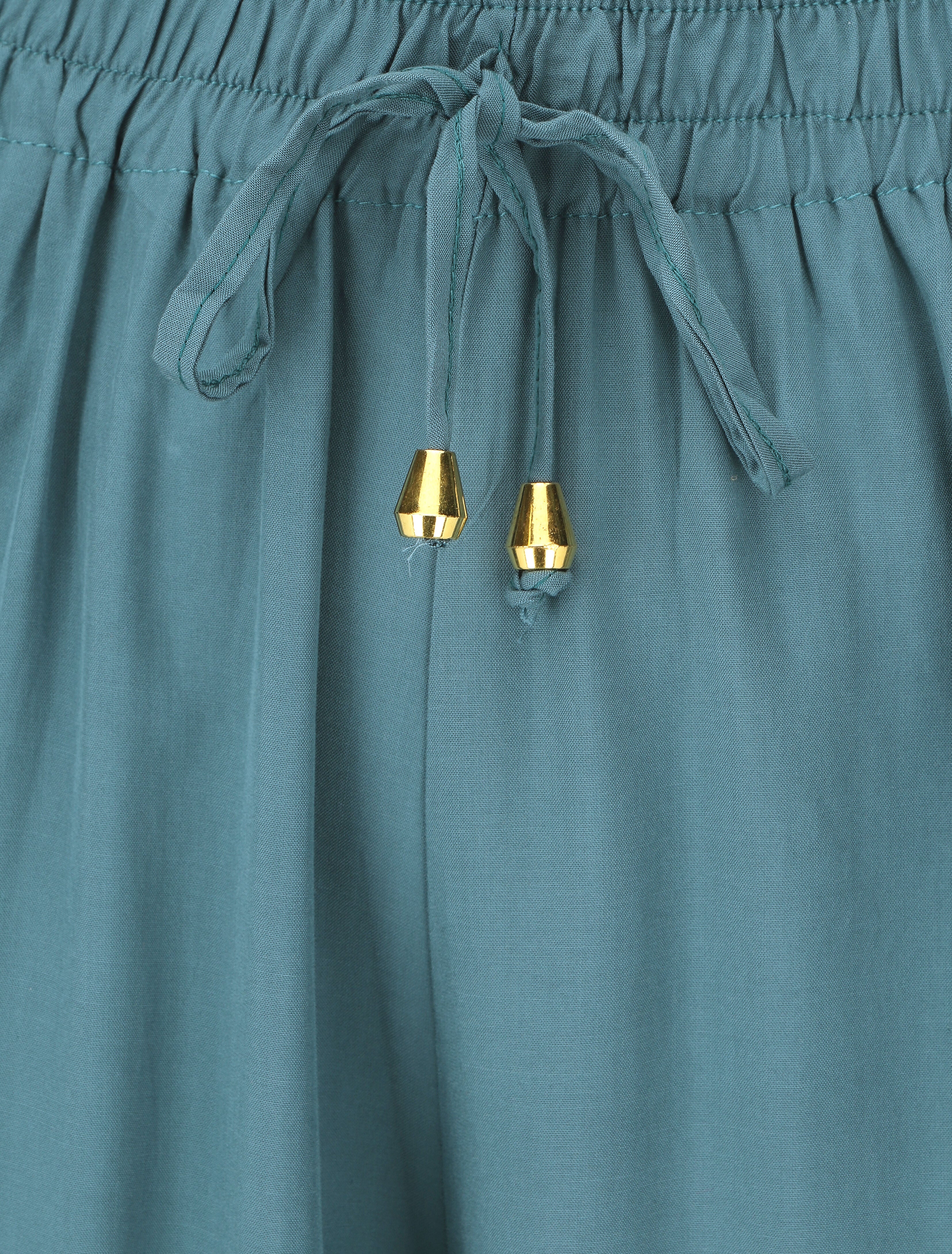 Wijde broek met elastische tailleband - Blauwgroen - Image 3